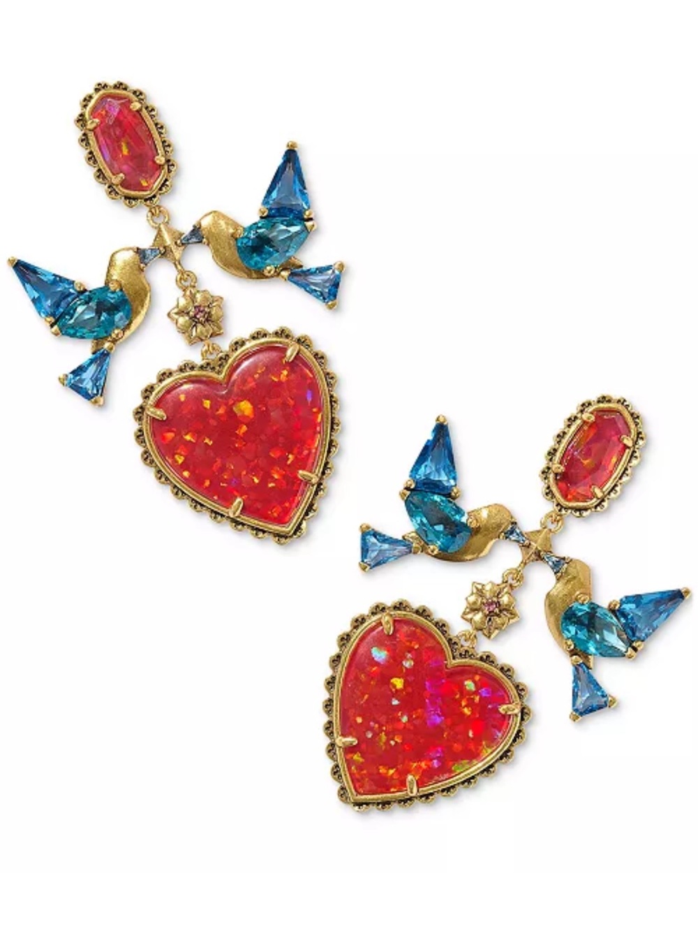 Kendra Scott Disney Gold Tone Snow White Heart Statement Earrings